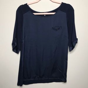 The Limited Chiffon Blouse Navy Blue Size Medium